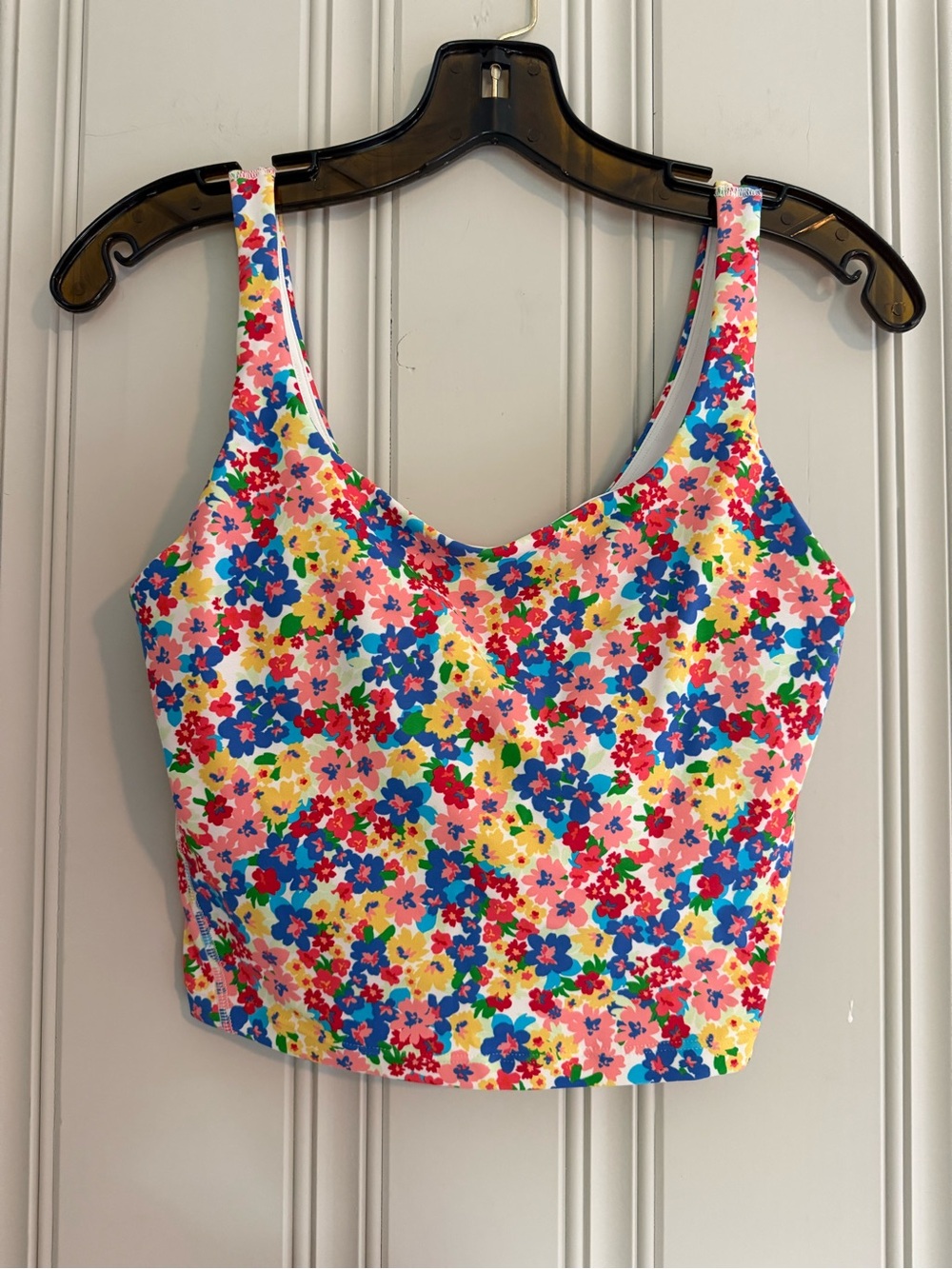 Old Navy Multicolor Floral Crop Tank Top - Blue, Pink, Yellow, Red, Green